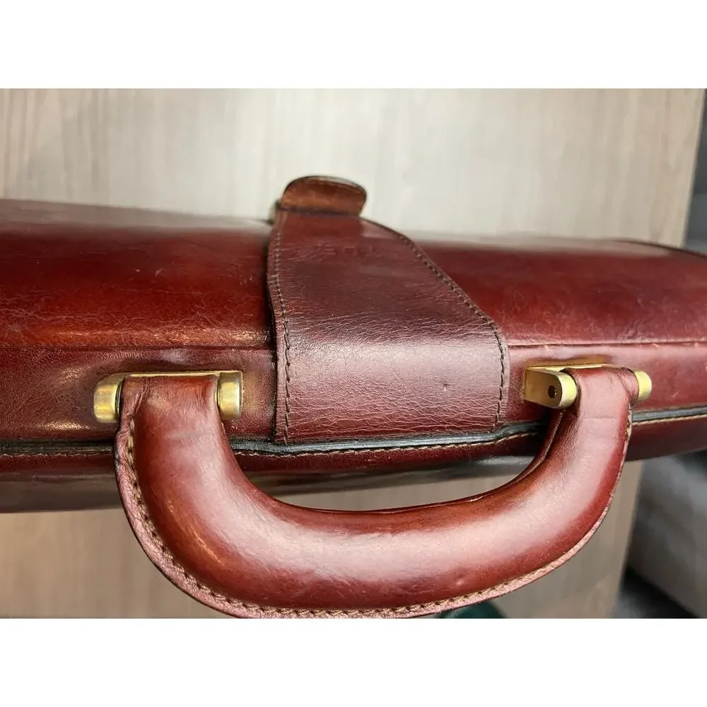 Bosca Old Leather Partners Briefcase Burgundy With Key